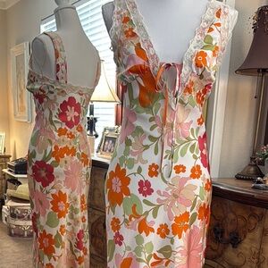 Bailey Rose Orange & Pink Floral Maxi Dress/Y2K Boho/Size S